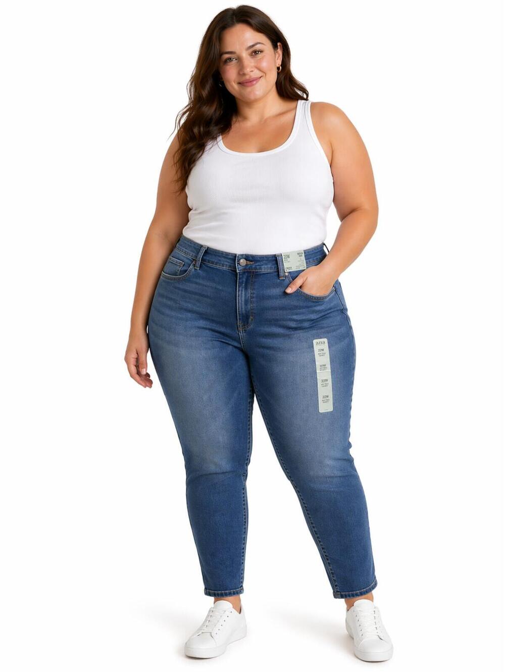 A.N.A. Mid Rise Skinny Jeans Elastic Waistband Size 22W